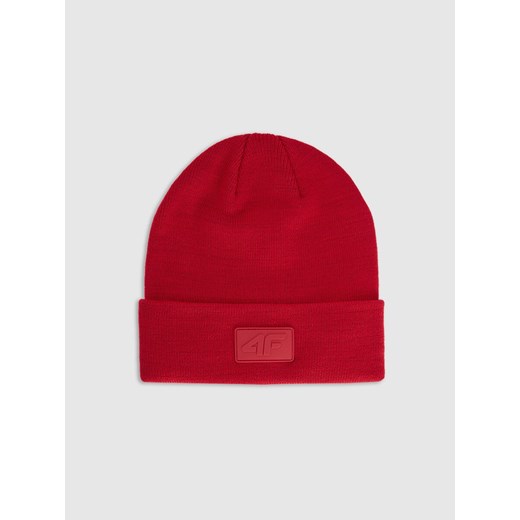 Czapka beanie uniseks 4F 4FRAW25ACAPU0809 - czerwona ze sklepu Sportstylestory.com w kategorii Czapki zimowe damskie - zdjęcie 187558276
