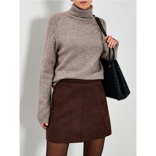 Sinsay - Golf z ozdobnymi rękawami - brązowy ze sklepu Sinsay w kategorii Swetry damskie - zdjęcie 187559329