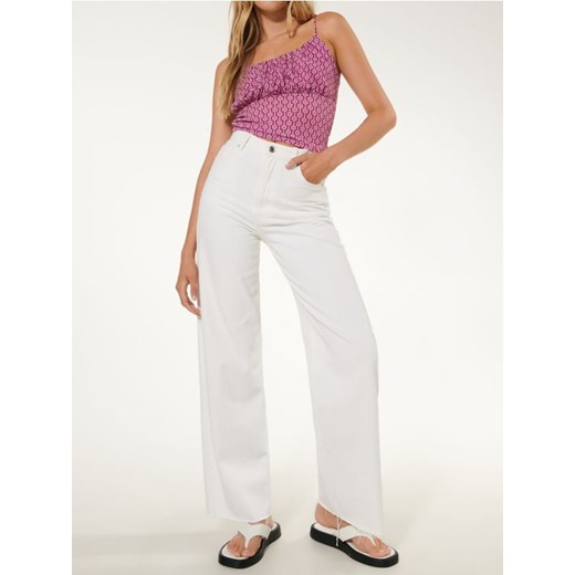 Sinsay - Top na ramiączkach z marszczeniem przy dekolcie i geometrycznym wzorem - wielobarwny ze sklepu Sinsay w kategorii Bluzki damskie - zdjęcie 187559475