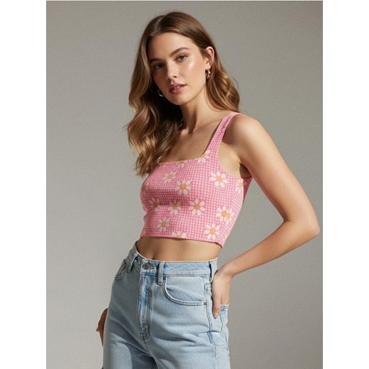 Sinsay - Crop top na ramiączkach w kwiatowy wzór - wielobarwny ze sklepu Sinsay w kategorii Bluzki damskie - zdjęcie 187559498