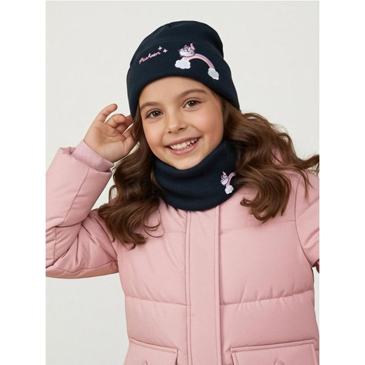 Sinsay - Zestaw: Czapka i komin Pusheen the Cat - granatowy ze sklepu Sinsay w kategorii Czapki dziecięce - zdjęcie 187559509