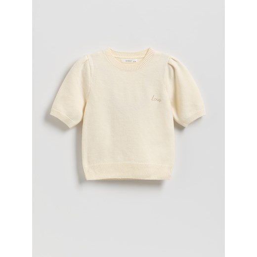 Reserved - Sweter z krótkim rękawem - złamana biel ze sklepu Reserved w kategorii Swetry dziewczęce - zdjęcie 187561316