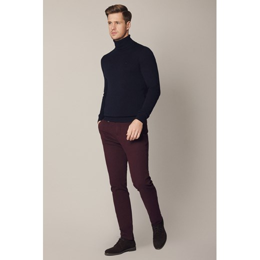 Spodnie Bordowe Chino z Bawełną Monaco ze sklepu Lancerto S.A. w kategorii Spodnie męskie - zdjęcie 187563608