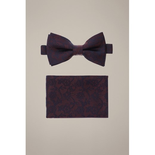 Mucha Bordowo-Granatowa Plus Poszetka w Kwiaty ze sklepu Lancerto S.A. w kategorii Muchy - zdjęcie 187563617