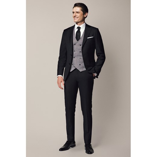 Spodnie Garniturowe Business Mix z Wełną Czarne ze sklepu Lancerto S.A. w kategorii Spodnie męskie - zdjęcie 187563637