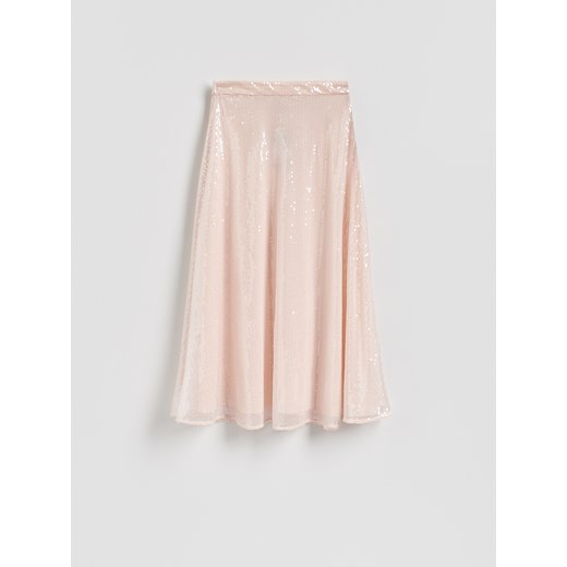 Reserved - Spódnica midi z cekinami - różowy ze sklepu Reserved w kategorii Spódnice - zdjęcie 187563878