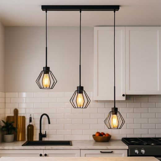 Kuchenna lampa wisząca na listwie 3-punktowa loft ROMOS LOFT z regulowaną długością przewodu ze sklepu Lysne w kategorii Lampy wiszące - zdjęcie 187564675