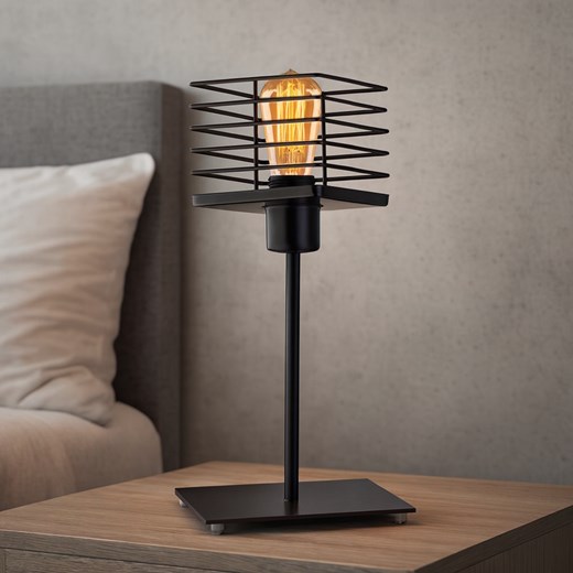 Druciana lampka nocna PEGU LOFT – industrialna lampa stołowa metalowa ze sklepu Lysne w kategorii Lampy stołowe - zdjęcie 187564695