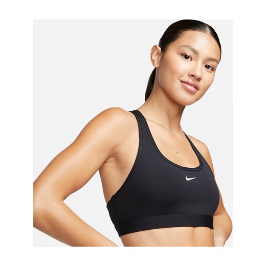 Damski stanik sportowy z miękkimi miseczkami Nike Swoosh Light Support - Czerń ze sklepu Nike poland w kategorii Biustonosze - zdjęcie 187564765