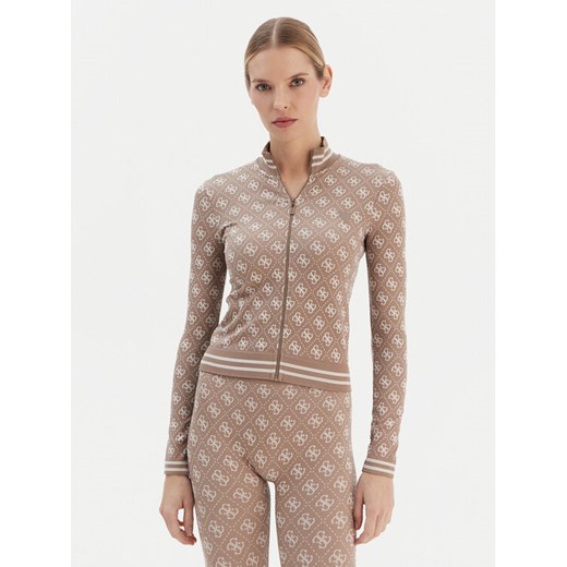 Guess Bluza V5BP08 K2000 Brązowy Slim Fit ze sklepu MODIVO w kategorii Bluzy damskie - zdjęcie 187565335