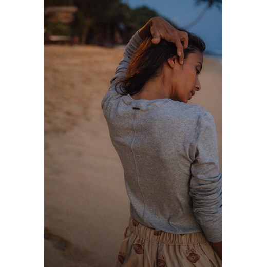 Stripe Lyocell Longsleeve - Stone Grey ze sklepu Surf Inc w kategorii Bluzki damskie - zdjęcie 187568739