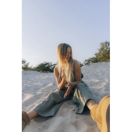 Linen Culotte Suit - Olive ze sklepu Surf Inc w kategorii Kombinezony damskie - zdjęcie 187571705