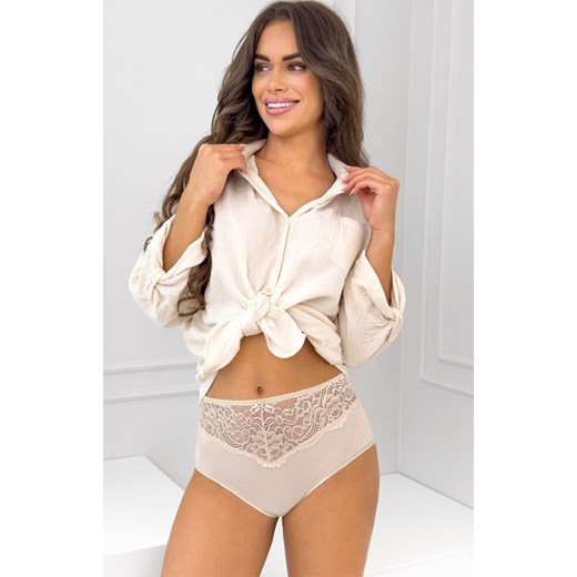 Donna bawełniane figi z wysokim stanem beżowe 243, Kolor beżowy, Rozmiar S, Donna ze sklepu Intymna w kategorii Majtki damskie - zdjęcie 187573489