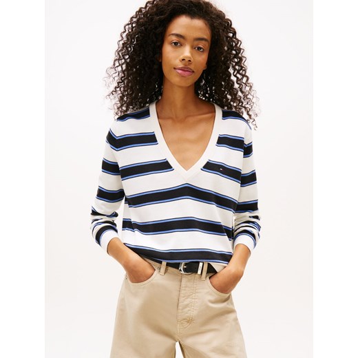Tommy Jeans Sweter damski Kobiety Bawełna biały w paski ze sklepu vangraaf w kategorii Swetry damskie - zdjęcie 187574757
