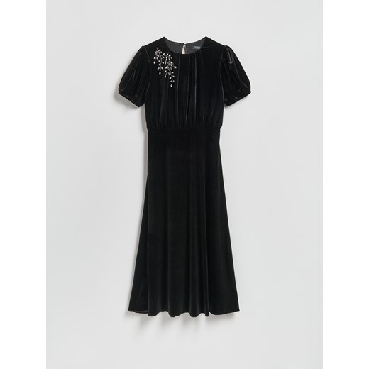 Reserved - Welurowa sukienka midi - czarny ze sklepu Reserved w kategorii Sukienki - zdjęcie 187574829