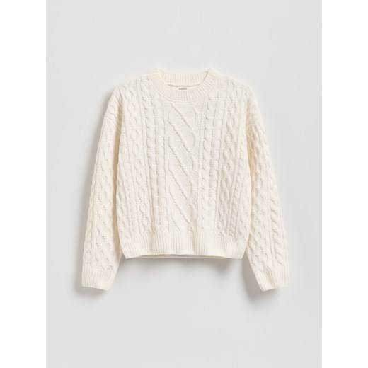 Reserved - Strukturalny sweter - złamana biel ze sklepu Reserved w kategorii Swetry dziewczęce - zdjęcie 187574937
