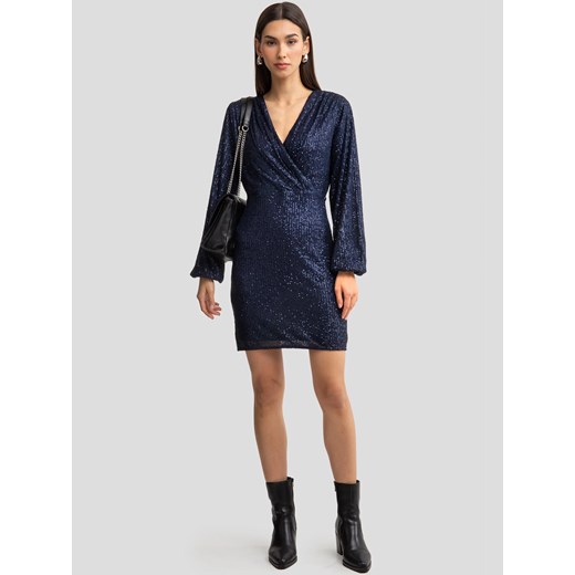 Sukienka damska mini cekinowa granatowa Loreta  403 ze sklepu Big Star w kategorii Sukienki - zdjęcie 187575768