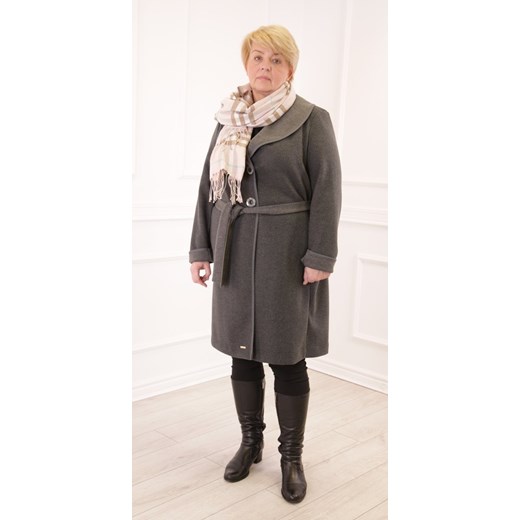 Płaszcz FPL1026 SZARY CIEMNY ze sklepu fokus.pl w kategorii Płaszcze damskie - zdjęcie 187575945