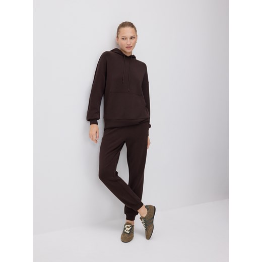 Reserved - Dresowe spodnie z modalem - ciemnobrązowy ze sklepu Reserved w kategorii Spodnie damskie - zdjęcie 187576098