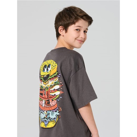 Sinsay - Bawełniana koszulka oversize z nadrukiem SpongeBob SquarePants - szary ze sklepu Sinsay w kategorii T-shirty chłopięce - zdjęcie 187576896