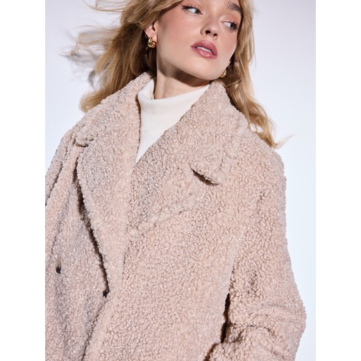 Mohito - Płaszcz typu teddy - beżowy ze sklepu Mohito w kategorii Futra damskie - zdjęcie 187577229