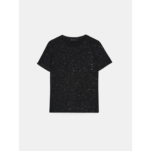 Mohito - Czarny t-shirt z ozdobnymi elementami - czarny ze sklepu Mohito w kategorii Bluzki damskie - zdjęcie 187577237