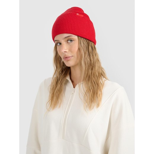 Czapka beanie uniseks 4F 4FRAW25ACAPU0738 - czerwona ze sklepu Sportstylestory.com w kategorii Czapki zimowe męskie - zdjęcie 187577618
