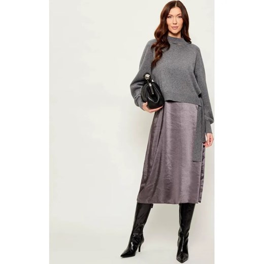 BOSS BLACK Satynowa sukienka 2w1 Flalina | z dodatkiem wełny i kaszmiru ze sklepu Gomez Fashion Store w kategorii Sukienki - zdjęcie 187577676