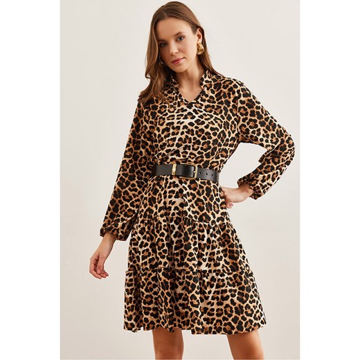Olalook Sukienka w kolorze jasnobrązowo-czarnym ze sklepu Limango Polska w kategorii Sukienki - zdjęcie 187578209