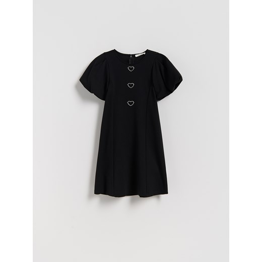 Reserved - Sukienka z bufiastymi rękawami - czarny ze sklepu Reserved w kategorii Sukienki dziewczęce - zdjęcie 187578618