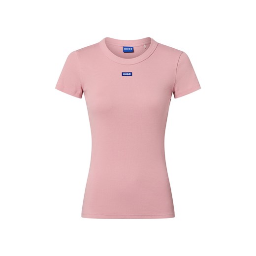 HUGO BLUE Koszulka damska - Easy Tee_B Kobiety Bawełna brudny róż jednolity ze sklepu vangraaf w kategorii Bluzki damskie - zdjęcie 187579837