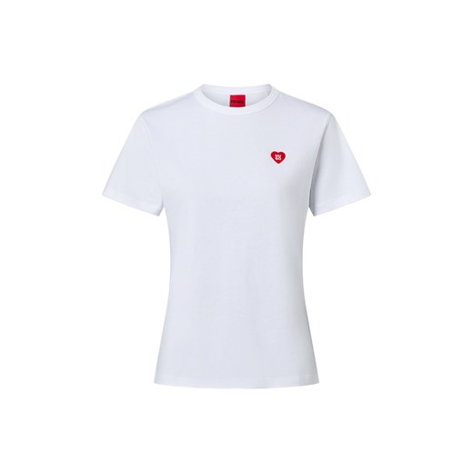 HUGO Koszulka damska - Damacia Kobiety Bawełna biały jednolity ze sklepu vangraaf w kategorii Bluzki damskie - zdjęcie 187579845