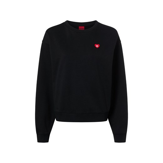 HUGO Bluza damska - Deroxina Kobiety Bawełna czarny jednolity ze sklepu vangraaf w kategorii Bluzy damskie - zdjęcie 187579846