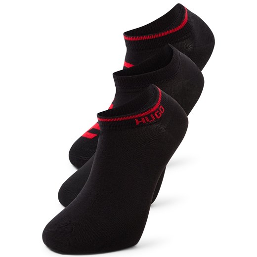 HUGO Męskie skarpety do trampek w 3-paku Mężczyźni Bawełna czarny wzorzysty ze sklepu vangraaf w kategorii Skarpetki męskie - zdjęcie 187579857