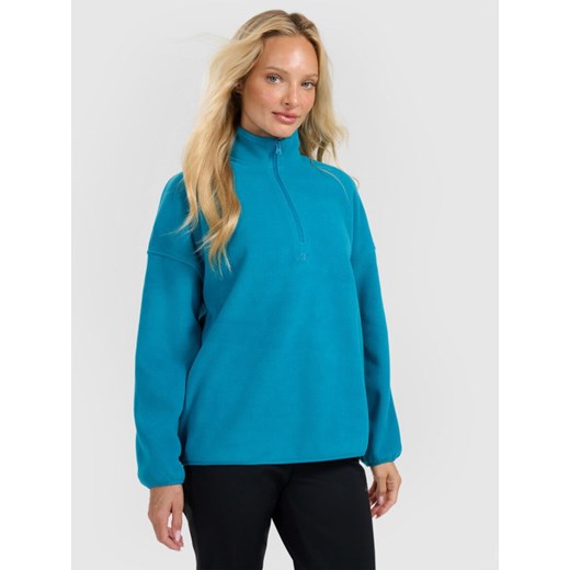Damski polar oversize 4F 4FRAW25TFLEF449 - turkusowy ze sklepu Sportstylestory.com w kategorii Bluzy damskie - zdjęcie 187580437