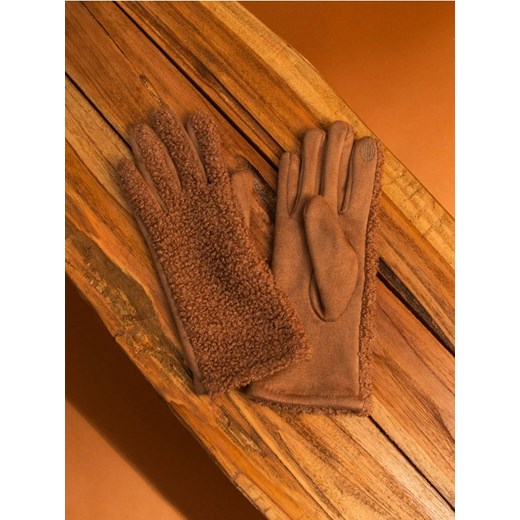 Sinsay - Rękawiczki z kożuszkiem - beżowy ze sklepu Sinsay w kategorii Rękawiczki damskie - zdjęcie 187581057