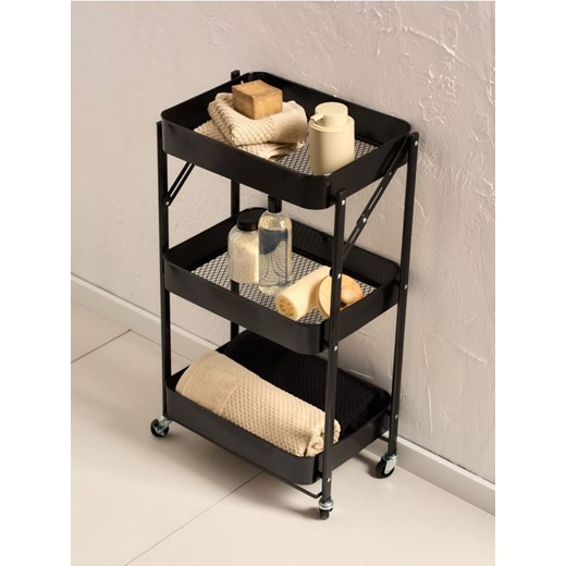 Sinsay - Metalowa trzypoziomowa półka na kółkach - czarny ze sklepu Sinsay w kategorii Półki - zdjęcie 187581125
