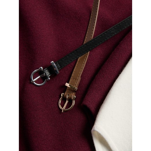 Reserved - Sweter z paskiem - złamana biel Reserved L Reserved