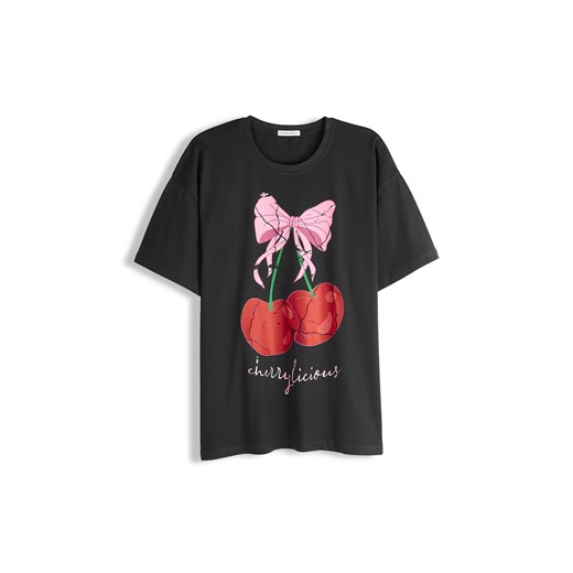 GATE Bawełniana koszulka z nadrukiem 34 ze sklepu gateshop w kategorii Bluzki damskie - zdjęcie 187582569