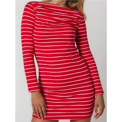 Sinsay - Sukienka w paski z marszczonym dekoltem - wielobarwny ze sklepu Sinsay w kategorii Sukienki - zdjęcie 187582927