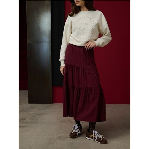 Sinsay - Spódnica midi z marszczeniami - bordowy ze sklepu Sinsay w kategorii Spódnice - zdjęcie 187582929