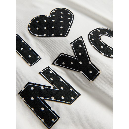 Reserved - T-shirt z aplikacją - złamana biel Reserved 158 (12 lat) Reserved