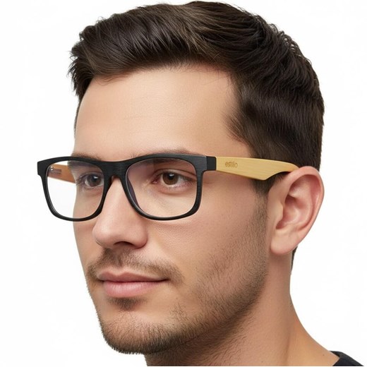 Drewniane okulary z filtrem BLUE LIGHT zerówki do komputera EST-113K-1M ze sklepu Stylion w kategorii Okulary zerówki męskie - zdjęcie 187584106