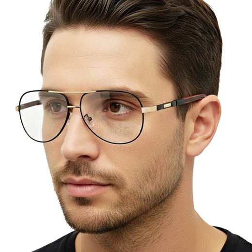 Męskie okulary pilotki zerówki do komputera BLF filtr EST-132K-16 Estillo ze sklepu Stylion w kategorii Okulary zerówki męskie - zdjęcie 187584107