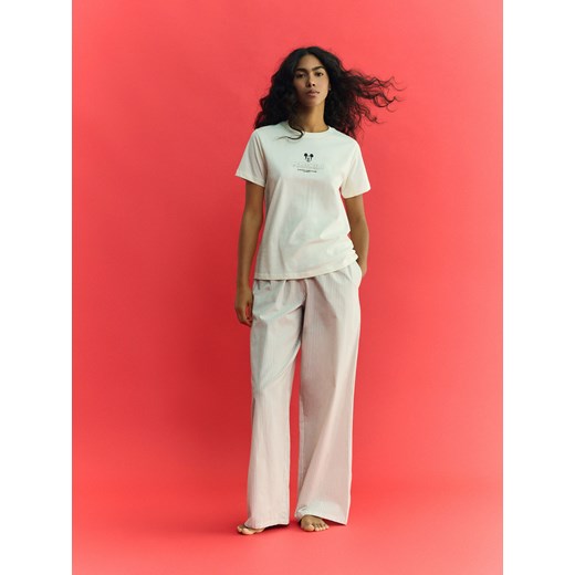 Reserved - Dwuczęściowa piżama Mickey Mouse - beżowy ze sklepu Reserved w kategorii Piżamy damskie - zdjęcie 187584425