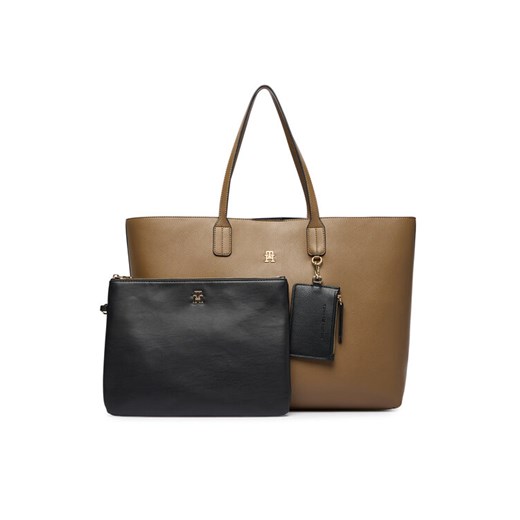 Torebka Tommy Hilfiger Th Icon Tote AW0AW18173 Brązowy ze sklepu eobuwie.pl w kategorii Torby Shopper bag - zdjęcie 187584666