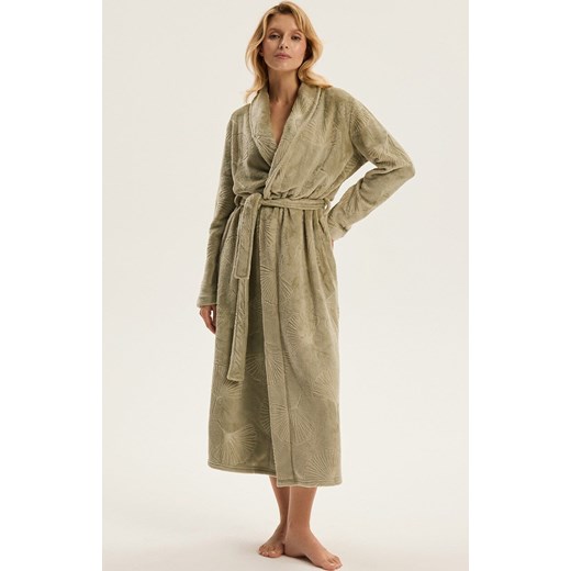 Esotiq długi ciepły szlafrok damski Como 43935-07X, Kolor zielony, Rozmiar L/XL, Esotiq ze sklepu Primodo w kategorii Szlafroki damskie - zdjęcie 187586267