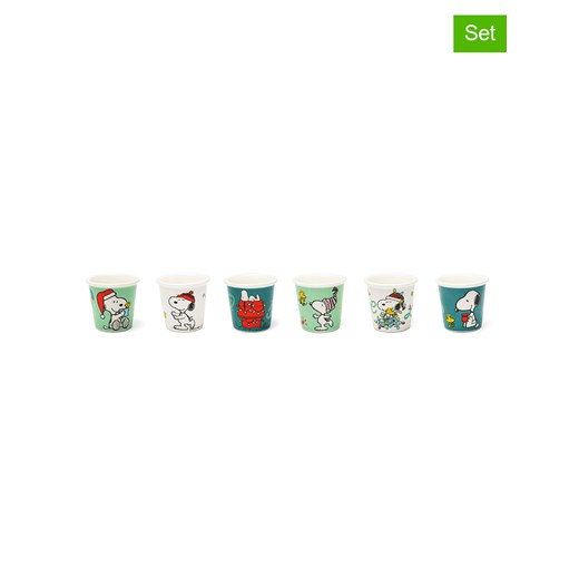 Trendy Kitchen by EXCÉLSA Kubki (6 szt.) w kolorze biało-zielonym do kawy - 90 ml ze sklepu Limango Polska w kategorii Dzbanki i zaparzacze - zdjęcie 187586647