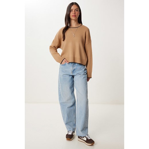 Happiness Istanbul Sweter w kolorze jasnobrązowym Happiness Istanbul onesize wyprzedaż Limango Polska