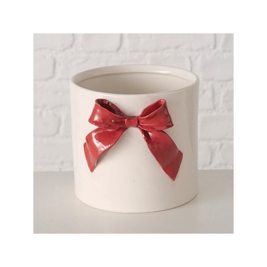 Boltze Osłonka &quot;Bow&quot; w kolorze biało-czerwonym na doniczkę - wys. 12,4  cm ze sklepu Limango Polska w kategorii Doniczki i osłonki - zdjęcie 187587166